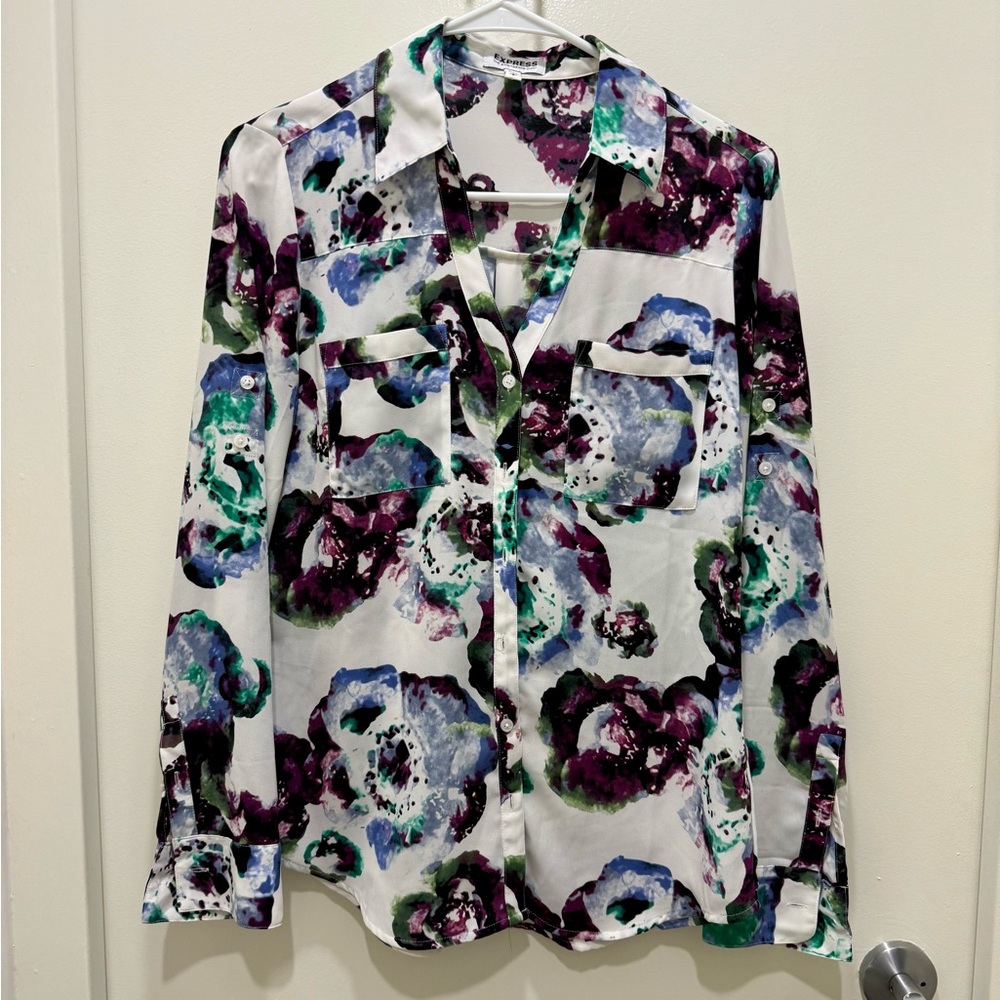 Express Portofino Shirt Floral Blouse